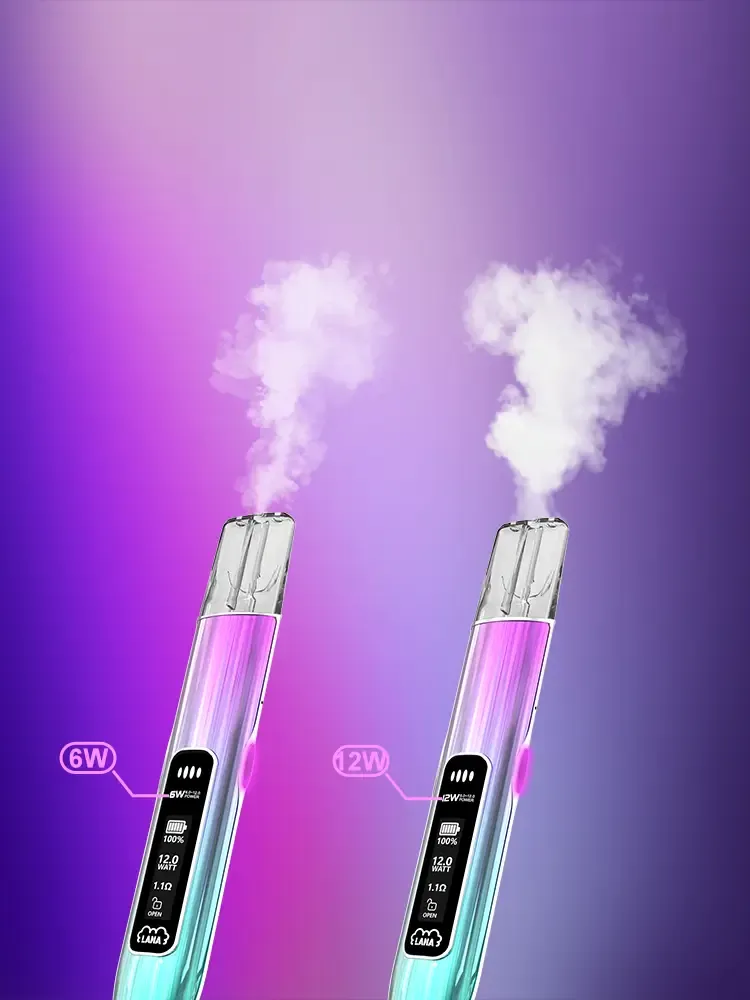 LANA air 1 主機在 6W 低功耗模式與 15W 強勁模式下的煙霧量對比